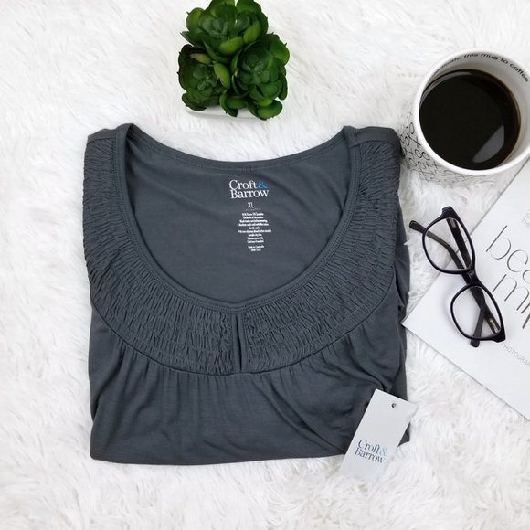 Croft & Barrow Soft Sleeveless Pajama Top Gray - Picture 4 of 10